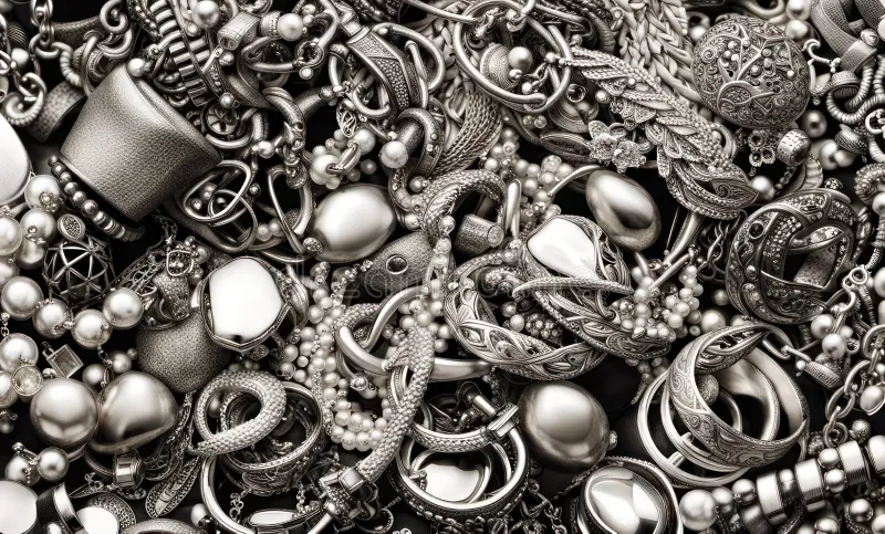 Silver jewelry and bars